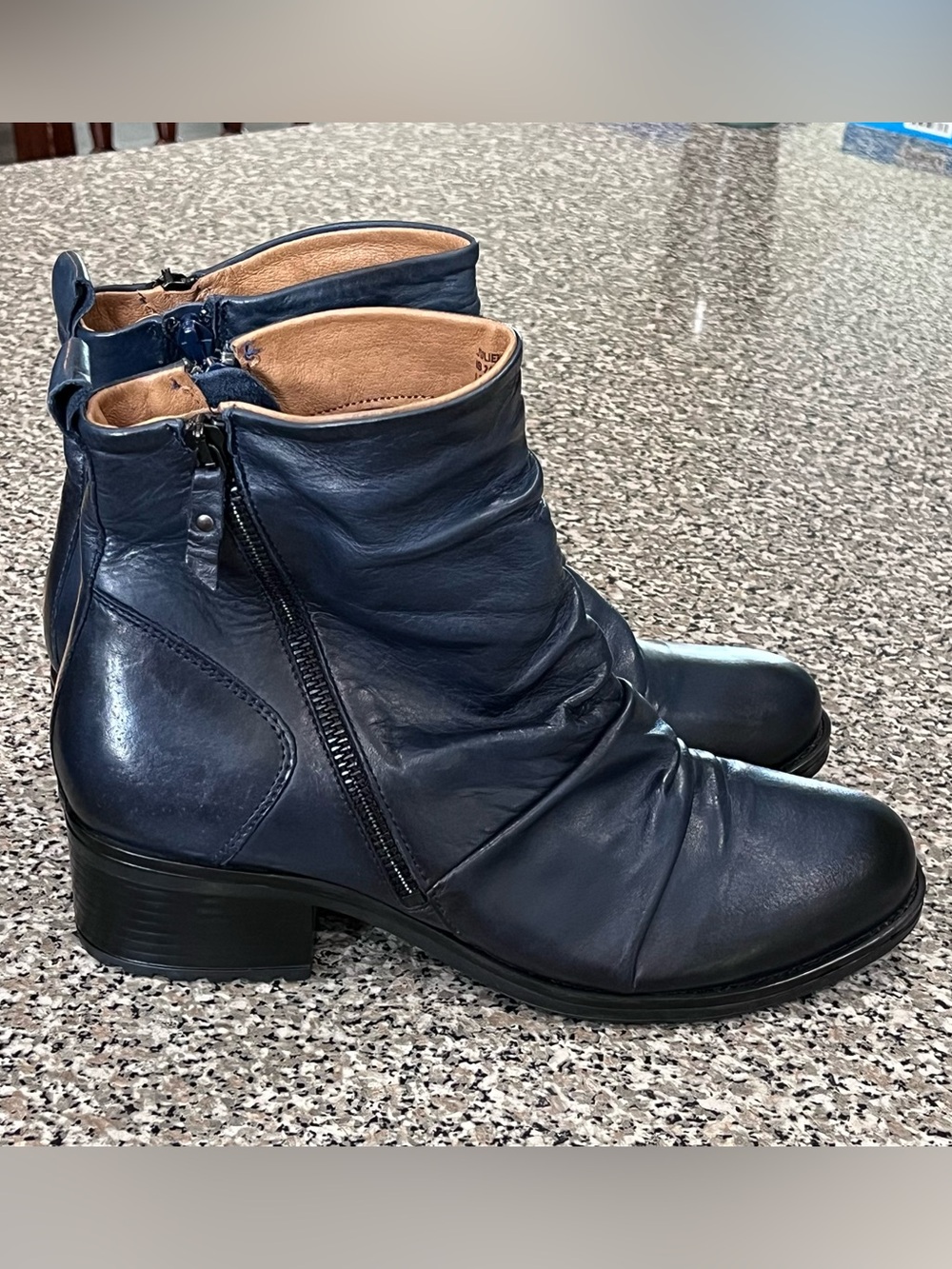 NWOT Miz Mooz Juliena Blue Leather Boots Booties size 41 Women’s 10